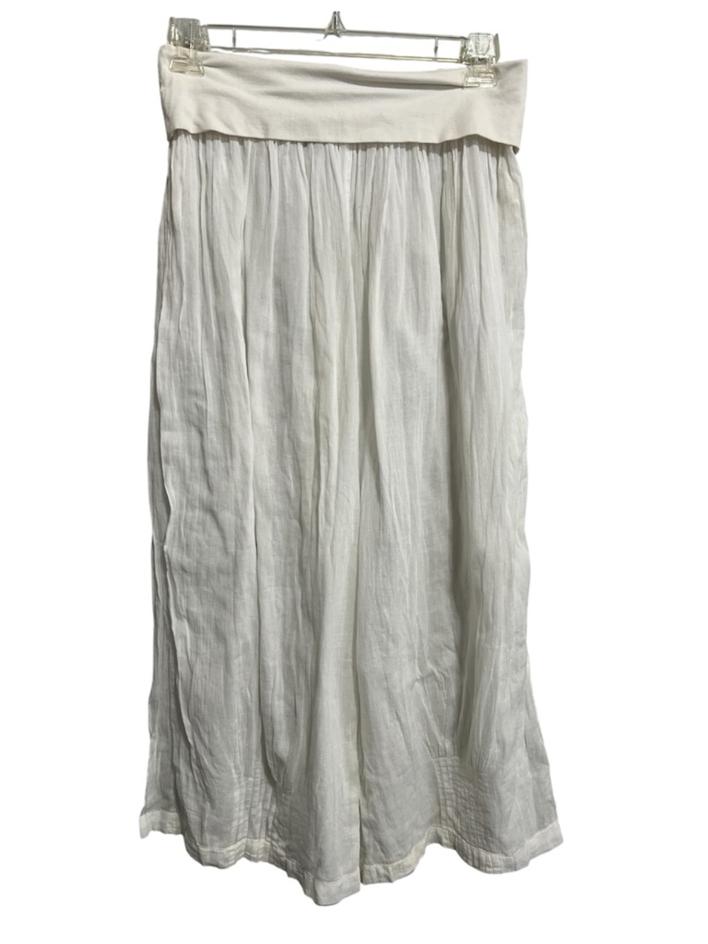 Solitaire Sheer White Cotton Swim Pants Wide Band Waist Size M